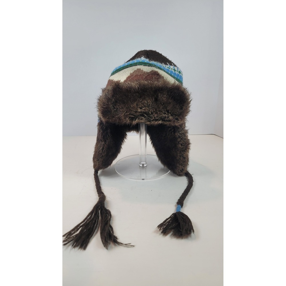 Vintage Mossimo Brown Grizzly‎ Bear Mountain Trapper Hat Faux Fur Ear Flap OS